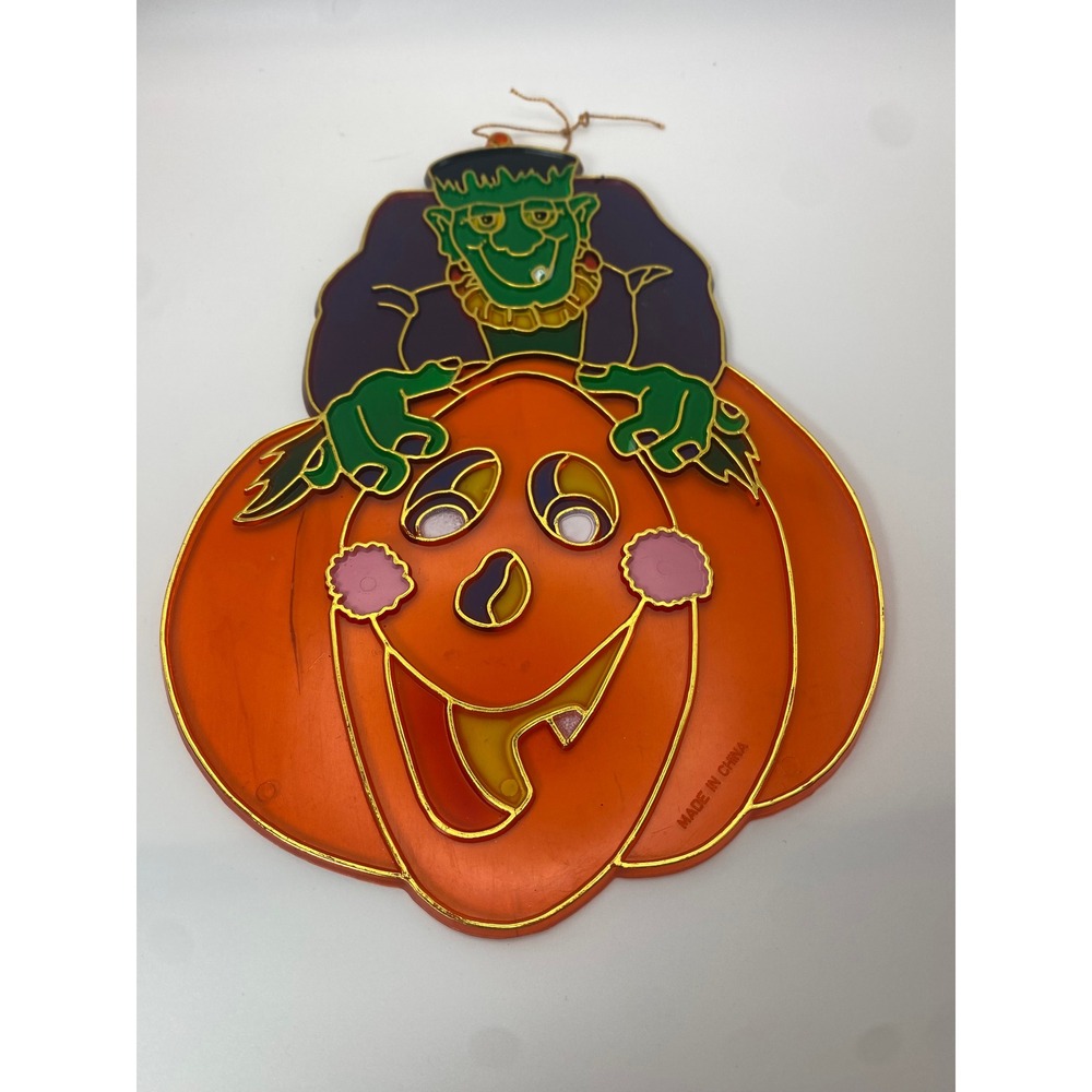 Vintage Halloween Suncatchers Set Witch Ghost Haunted House Pumpkin Decor 4pc - Picture 5 of 7